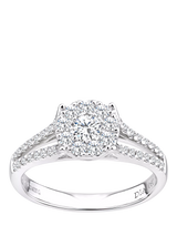 John Lewis Mogul 18ct White Gold Halo Diamond Engagement Ring- Buy online at McGrocer