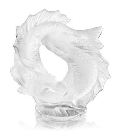 Harrods Lalique Double Fish Sculpture Crystal Decor- Buy online at McGrocer