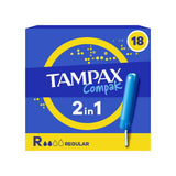 Tampax Compak Regular tampons applicator 18 count, imported from the UK