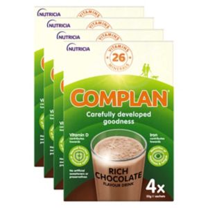 Boots Complan Chocolate Flavour Nutritional Drink Meal Replacement 4 Packs 16 Sachets- Buy online at McGrocer