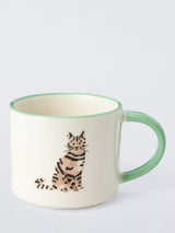 John Lewis John Lewis Tabby Cat Stoneware Mug Green/Multi 349ml- Buy online at McGrocer