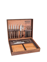 John Lewis Tramontina Churrasco Stainless Steel Carving Knife and Fork Gift Set with Wooden Board, 15 Piece- Buy online at McGrocer