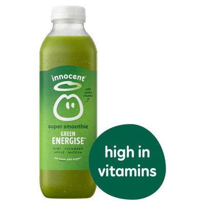 Sainsburys Innocent Green Energise Kiwi, Cucumber, Apple & Matcha Super Smoothie with Vitamins 750ml- Buy online at McGrocer