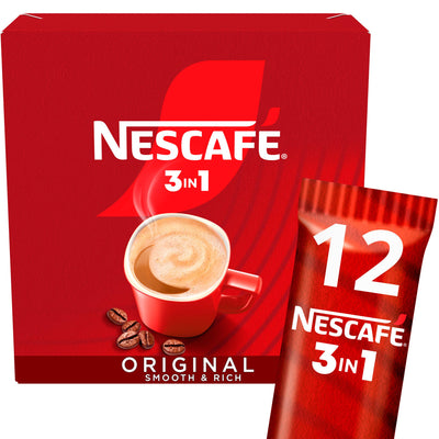Sainsburys Nescafe Original 3 in 1 Instant Coffee Sachets 12x16g- Buy online at McGrocer