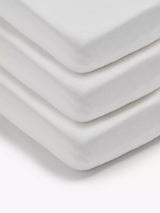 John Lewis John Lewis Cotton Fitted Cotbed Sheets Pack of 3 70 x 140cm White- Buy online at McGrocer