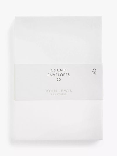 John Lewis C6 Laid Ivory Envelopes Pack of 20- Buy online at McGrocer
