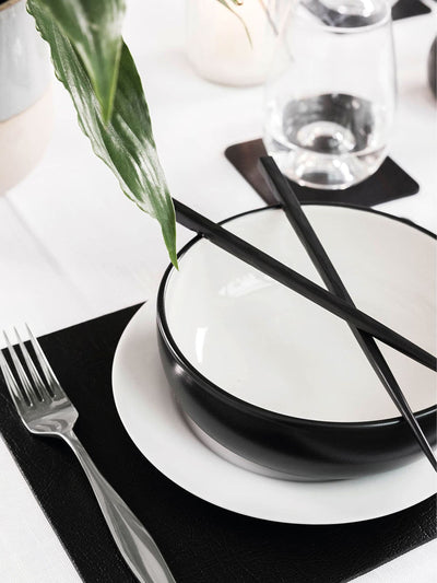 Next Lara-May Set of 8 Black Leather Coasters and Placemats- Buy online at McGrocer