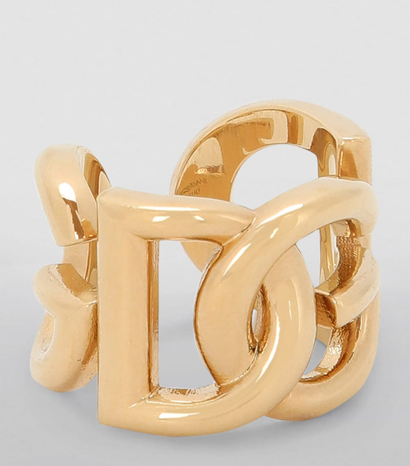 Dolce&Gabbana interlocking logo ring in brass, UK version