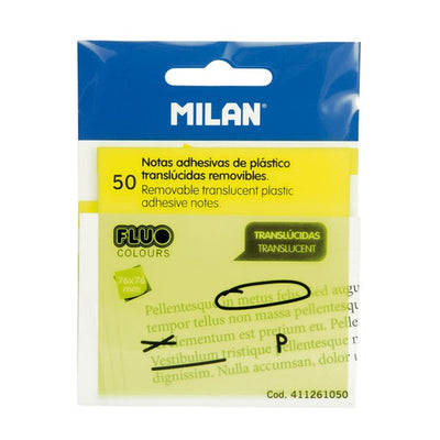 M&S Milan Pad 50 Yellow Translucent Removable Adhesive Notes 76 x 76 mm- Buy online at McGrocer