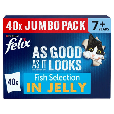 M&S Felix As Good As it Looks Senior 7+ Fish in Jelly Wet Cat Food- Buy online at McGrocer