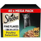 M&S Sheba Fine Flakes Poultry in Jelly Wet Cat Food Pouches 40 x 85g- Buy online at McGrocer