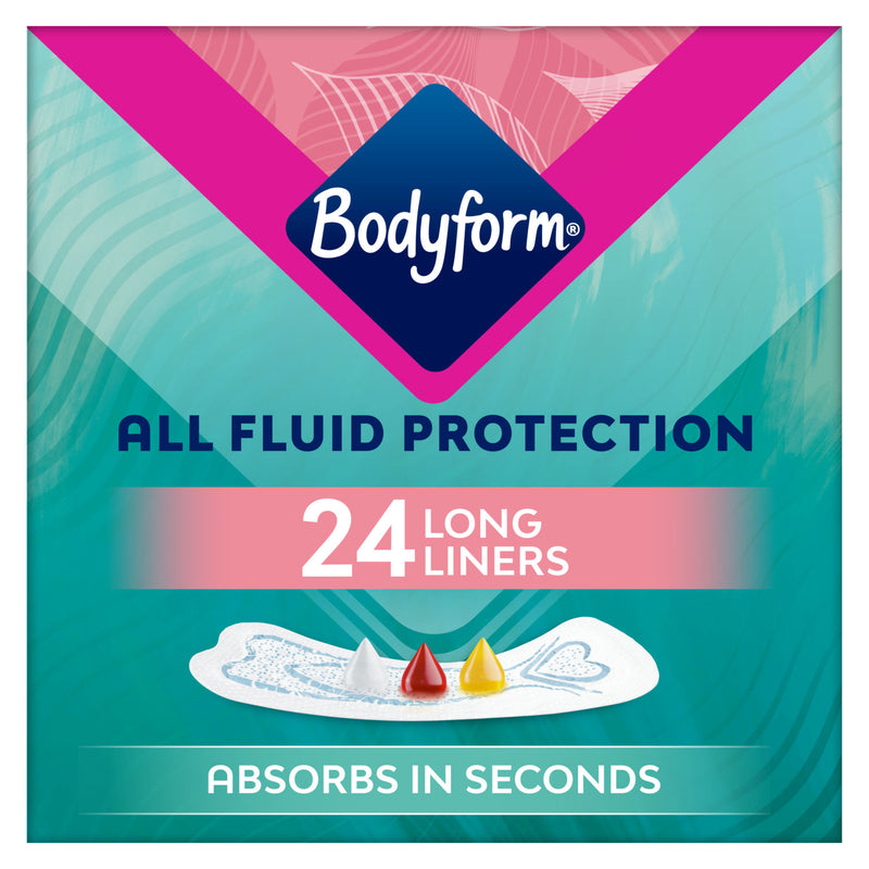 Bodyform All Fluid Protection Long Panty Liners 24 pack - British product
