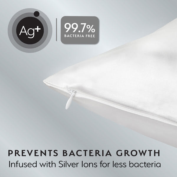 Silver Cloud white and silver satin standard pillowcases (British brand)