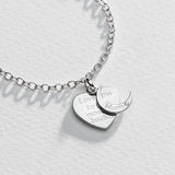 Moon & Back Mum charm bracelet with cubic zirconia (British brand)