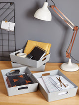 Next Wham Set of 4 Grey Studio Large Rectangle Slim Plastic Storage Baskets, 6L- Buy online at McGrocer