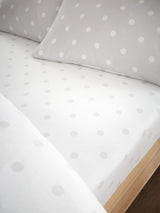 Next Catherine Lansfield Silver Grey Polka Dot Brushed Cotton Fitted Bed Sheet- Buy online at McGrocer