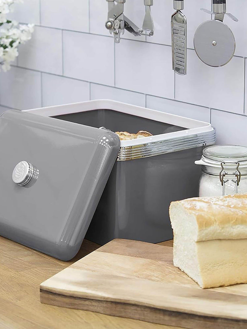 Swan Grey Retro Bread Bin 35cm width (British brand)