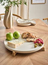 Next Kya White Serving Platter Wooden Stand Stoneware 38cm- Buy online at McGrocer