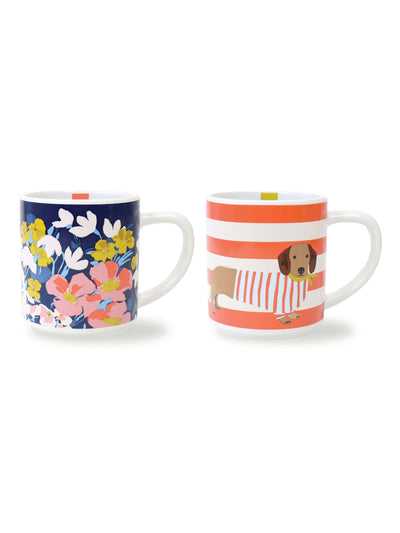 Next Joules Bright Side 2 Stackable Ceramic Mugs with 2 Designs- Buy online at McGrocer