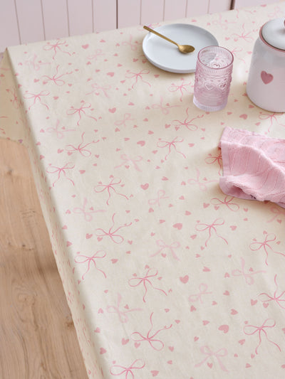 Next Pink Hearts and Bows Wipe Clean Tablecloth- Buy online at McGrocer