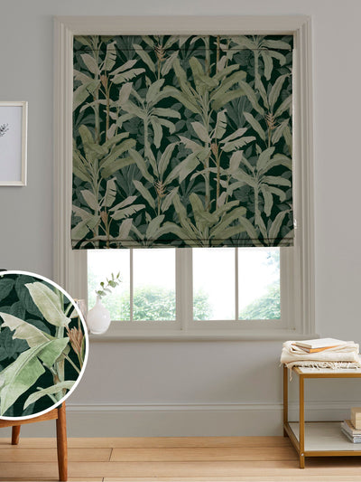 Next Graham & Brown Borneo Emerald Green Made to Measure Roman Blind, 100% Cotton- Buy online at McGrocer