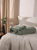 Next Yard Eucalyptus Green Lark Muslin Crinkle 100% Cotton Throw 130cm x 180cm- Buy online at McGrocer