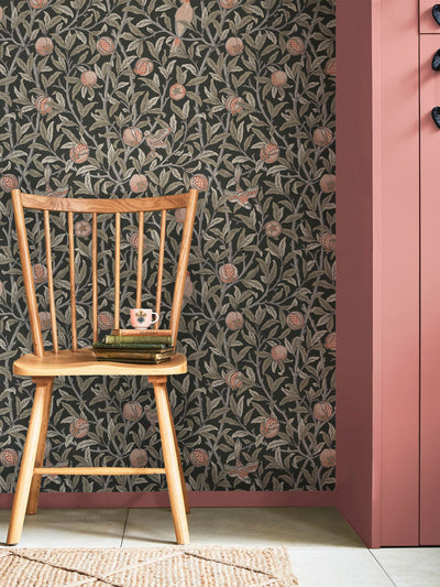 Next William Morris At Home Charcoal Bird and Pomegranate Wallpaper Sample A4- Buy online at McGrocer