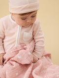 MORI pink cotton large muslin square for baby, UK version