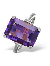 Next The Diamond Store 9K White Gold Amethyst Diamond Ring- Buy online at McGrocer