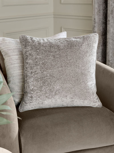 Next Paoletti Pewter Lustre Velvet Fibre Filled Cushion 50x50cm- Buy online at McGrocer