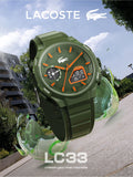 Lacoste Green LC33 watch with TR90 case and silicone strap, UK version