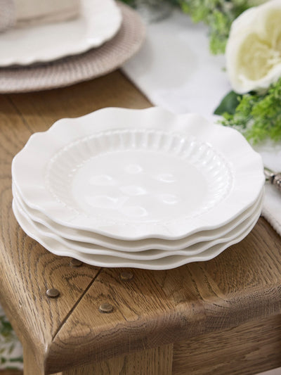 Next Dibor Set of 4 White Rippled Stoneware Side Plates- Buy online at McGrocer