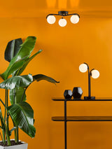 Next Dar Lighting Orlena 3 Light Flush Ceiling Light in Satin Gold Opal Glass- Buy online at McGrocer