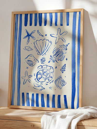 Next We Are Proper Good Blue Seashells Art Print- Buy online at McGrocer