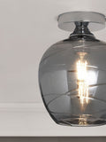 Smoke Grey Drizzle Flush Ceiling Light with hand drizzled glass, imported from the UK