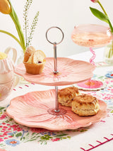Next Pink Two Tier Flower Cake Stand- Buy online at McGrocer