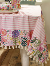 Next Lucy Tiffney Stripe Tassled 100% Cotton Tablecloth- Buy online at McGrocer