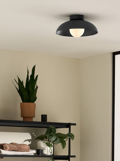 Next Made.com Black Malta Bathroom Flush Ceiling Light 28cm- Buy online at McGrocer