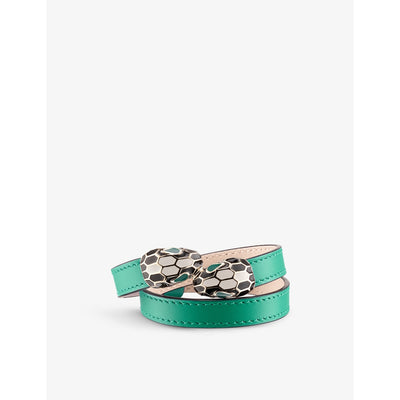 selfridges Bulgari Serpenti Forever Wrap-Around Leather and Enamel Bracelet- Buy online at McGrocer