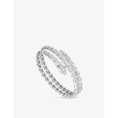 selfridges Bvlgari Serpenti Viper 18ct White-Gold and 5.89ct Brilliant-Cut Diamond Bracelet 19cm- Buy online at McGrocer