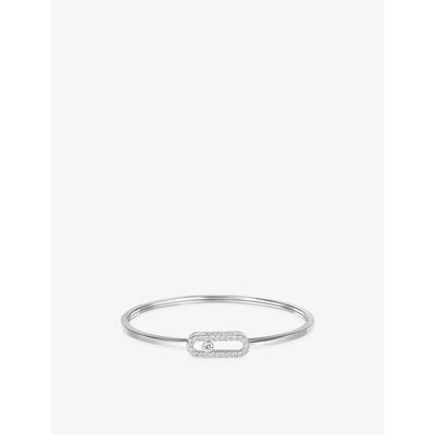 selfridges Messika Move Uno Flex Medium 18ct White Gold 0.34ct Diamond Bangle Bracelet- Buy online at McGrocer