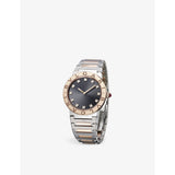 Bvlgari stainless steel rose gold diamond quartz watch, UK version