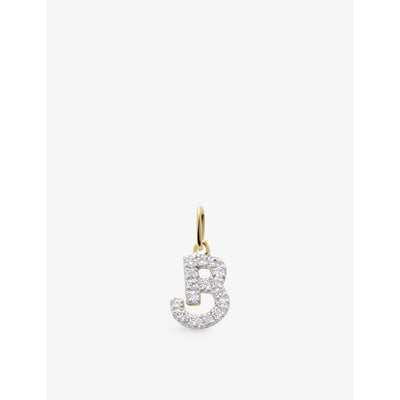 selfridges Monica Vinader B Letter 14ct Yellow Gold Lab-Grown Diamond Charm- Buy online at McGrocer