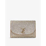 selfridges Jimmy Choo Curve Rhinestone-Embellished Suede Clutch Bag- Buy online at McGrocer