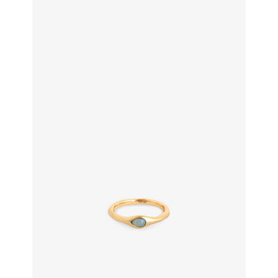 selfridges Astrid & Miyu Opal Pear 18ct Gold-Plated Sterling Silver Nano-Gem Cocktail Ring- Buy online at McGrocer