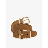 Maje suede belt with double buckle and gold-tone hardware, UK version