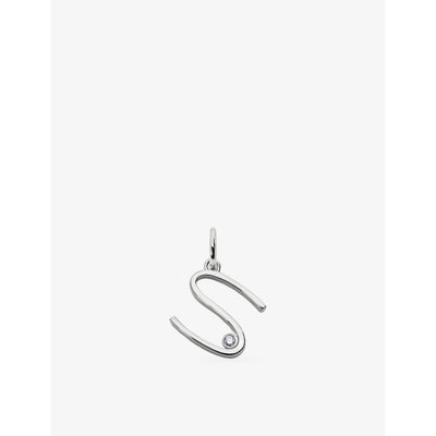 selfridges Monica Vinader Solitaire Diamond Initial S Sterling Silver Lab-Grown Diamond Pendant 0.035ct- Buy online at McGrocer