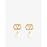 selfridges Valentino Garavani Ovalette Pearl-Drop Brass Earrings- Buy online at McGrocer