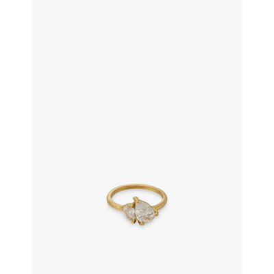 selfridges Indigolune Leesha 18ct Gold Plated Stainless Steel and Cubic Zirconia Ring- Buy online at McGrocer