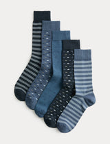 M&S M&S Cool & Fresh Geometric Cotton Rich Socks 5 Pack- Buy online at McGrocer